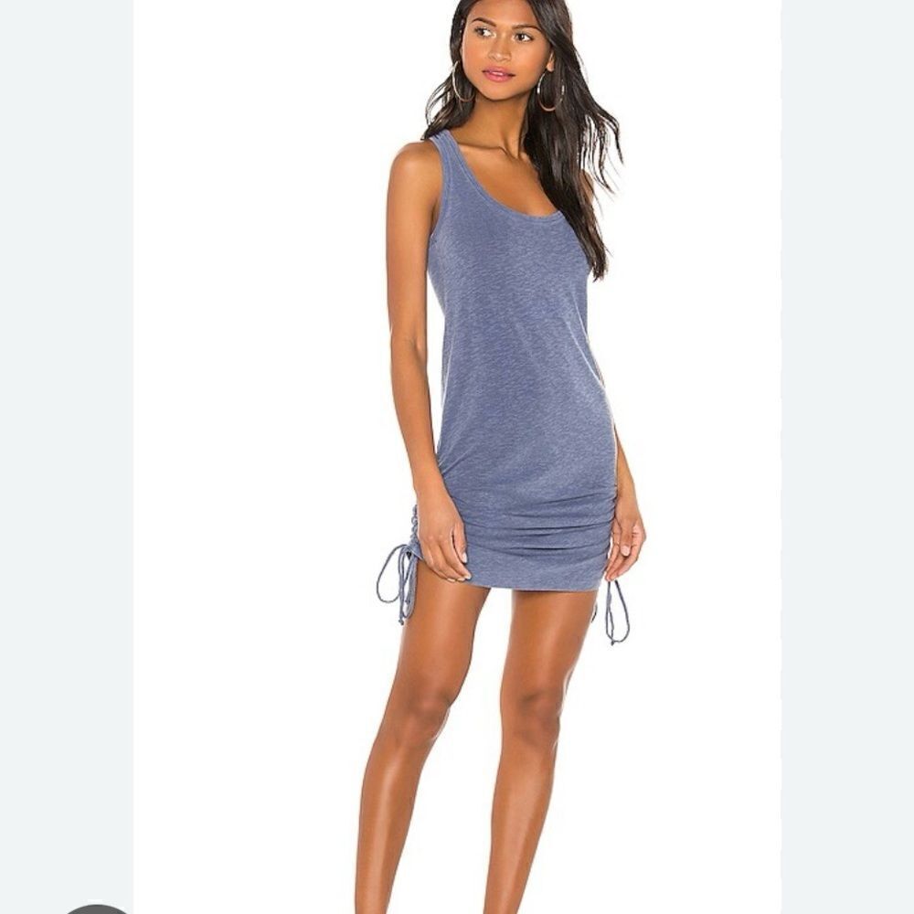 Sundry Racerback Side Rouched Dress in Pigment Shadow